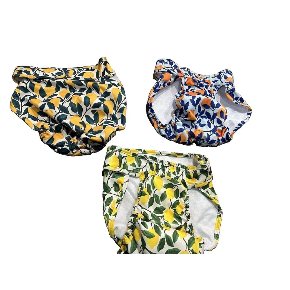 Pet Magasin XL Washable Reusable Dog Diapers Lot of 3 Female Floral Fruit Prints